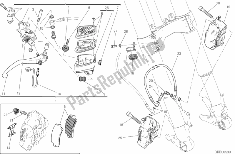 All parts for the Front Brake System of the Ducati Diavel Xdiavel S 1260 2017